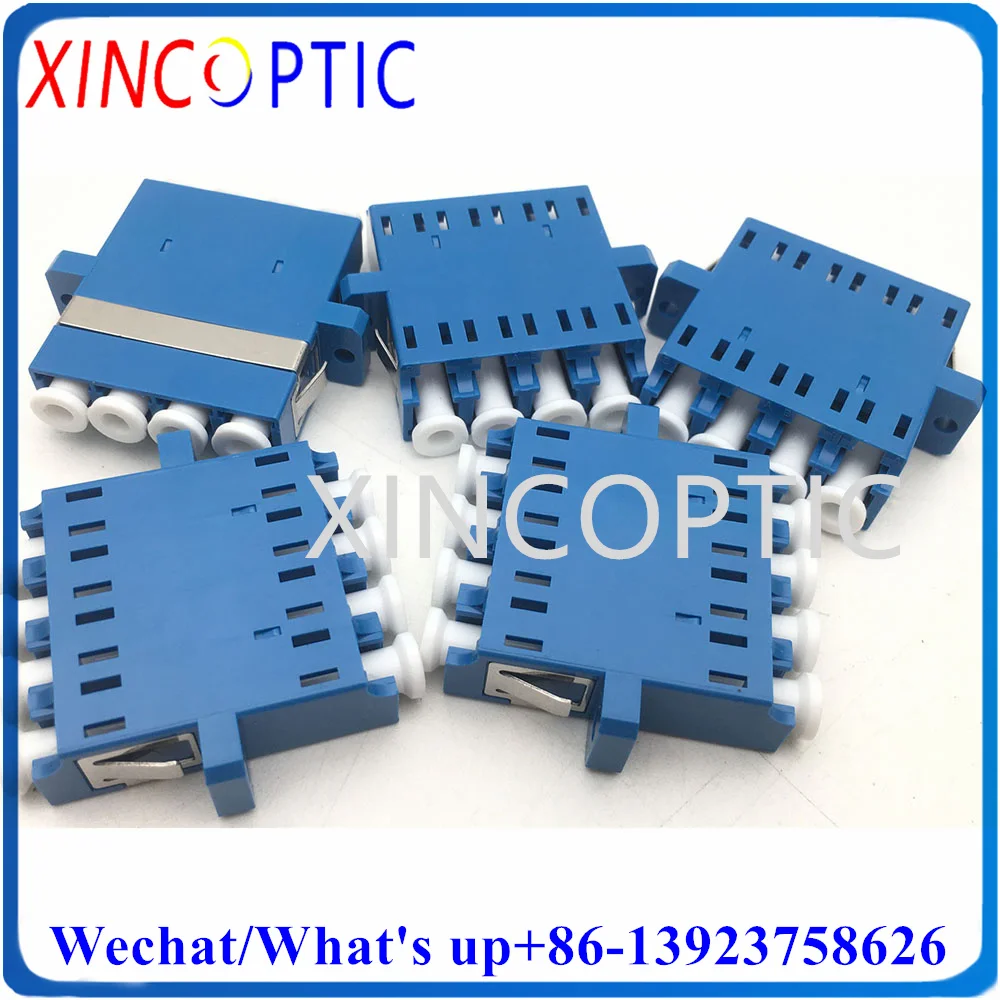 

LC/UPC Singlemode Quad Fiber Optical Adapter, SM Blue Color Flange Type Fibre Optic Adaptor Coupler Connector