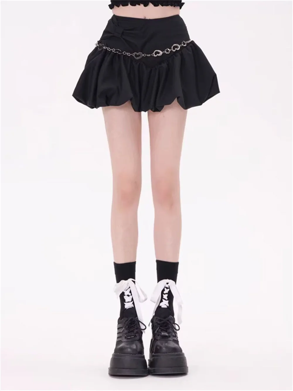 

PUWD Women Black Irregular Skirts 2023 Summer Fashion Ladies Chic Vintage Folds Bottoms Female Solid Color Mini Skirts