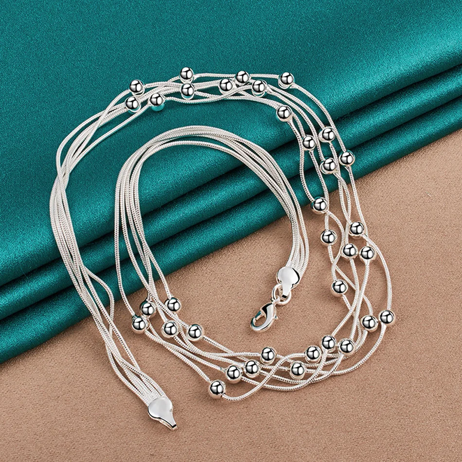 925 Sterling Silver Multi Snake Chain Ball Beads 18 Inch Charm Necklace For Women Wedding Party Gifts Fashion Jewelry 3 Mallzona S1049f4b6416b43b3afc13f08d4a958f7o 925 Sterling Silver Multi Snake Chain Ball Beads 18 Inch Charm Necklace For Women Wedding Party Gifts Fashion Jewelry Mallzona