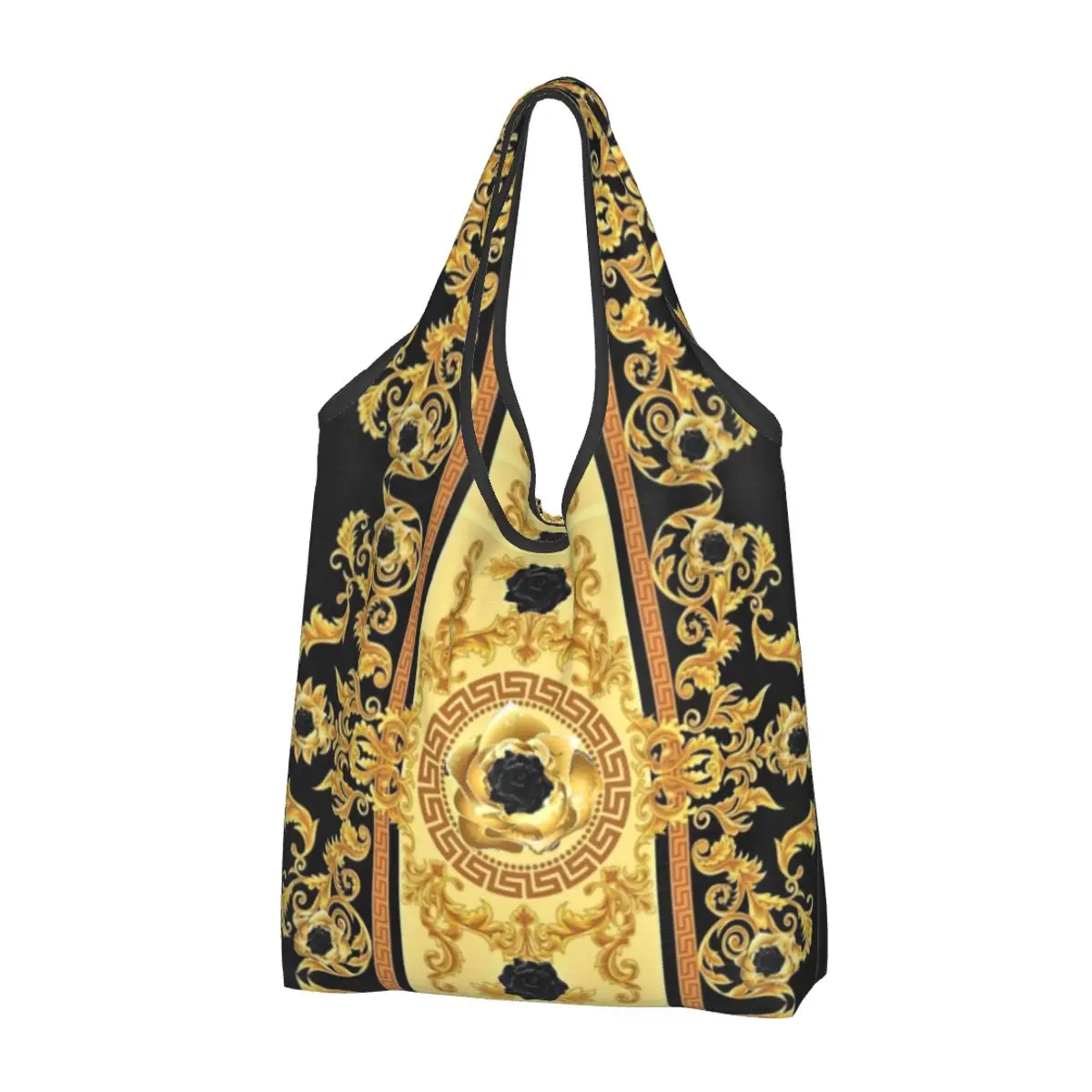 

Reusable Renaissance Baroque Floral Shopping Bag Women Tote Bag Portable European Art Groceries Shopper Bags