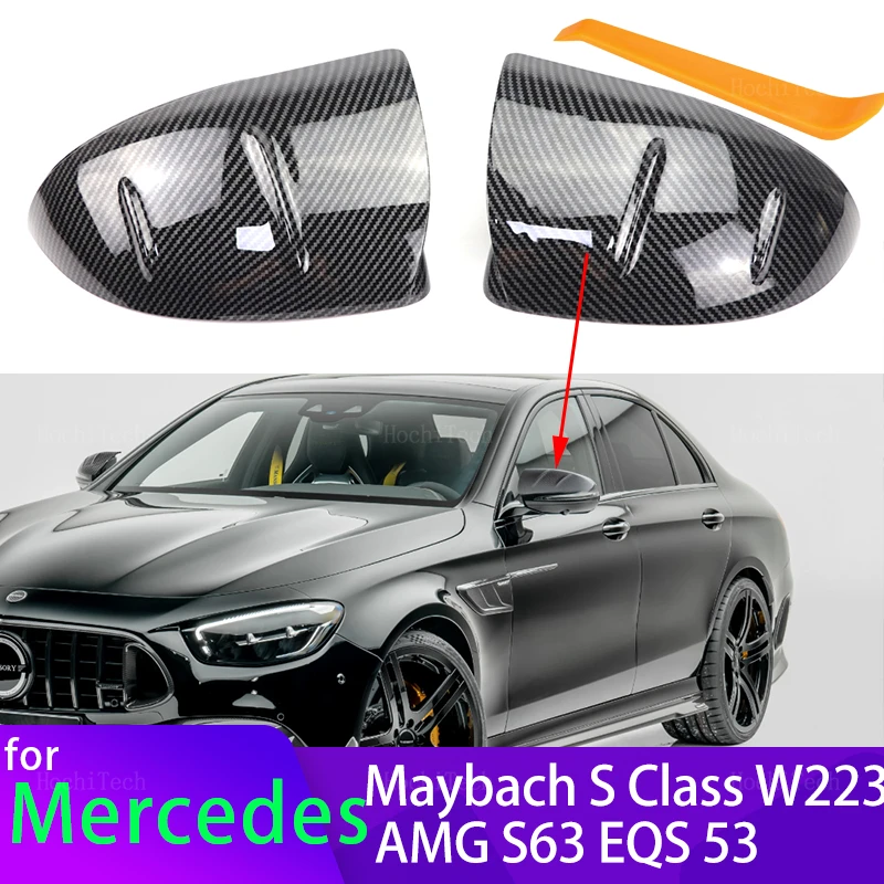 

for Mercedes-Benz Maybach AMG S-Class S Class W223 S 63 S63 EQS V297 53 Black Carbon Look Sport Replacement Mirror Cover Cap