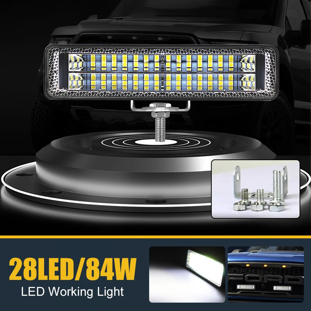 28LED Car LED Work Light Bar 9-36V 84W 6500K High Brightness Spotlight Car Led Driving Fog Lamp For Offroad Truck Tractor Boat
28LED Car LED Work Light Bar 9-36V 84W 6500K High Brightness Spotlight Car Led Driving Fog Lamp For Offroad Truck Tractor Boat