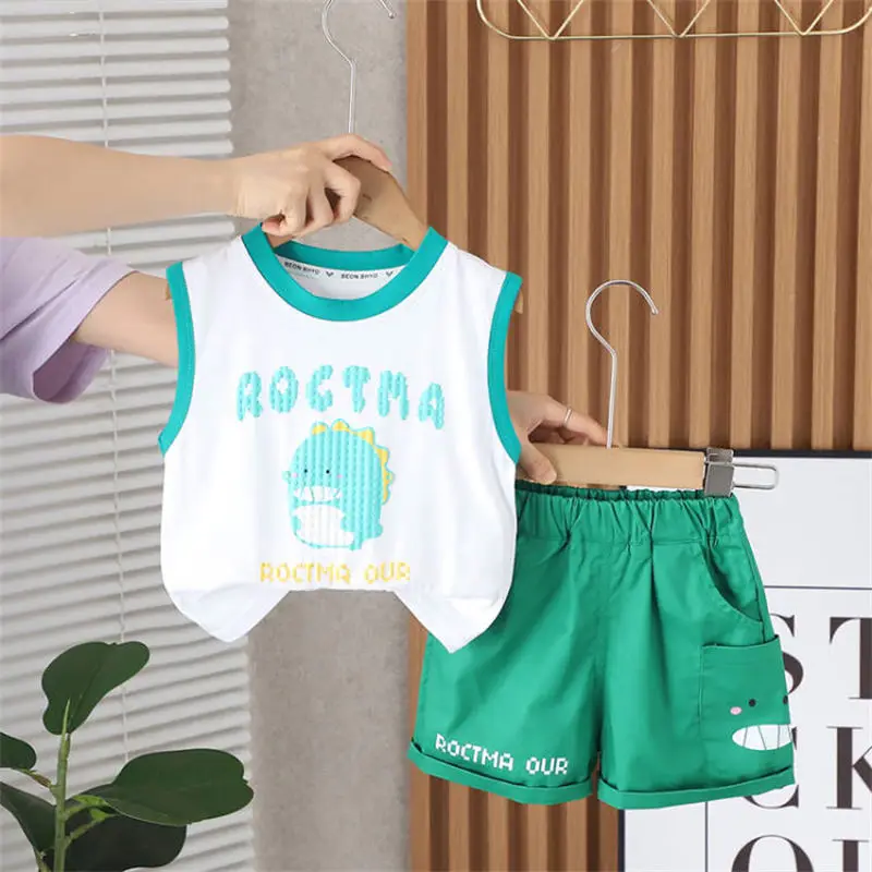 Fashion Kids Boy Girls Clothes Children Summer Cartoon Dinosaur Vest Shorts 2Pcs/Set Infant Outfit Toddler Tracksuit 0-5 Years 
Fashion Kids Boy Girls Clothes Children Summer Cartoon Dinosaur Vest Shorts 2Pcs/Set Infant Outfit Toddler Tracksuit 0-5 Years
