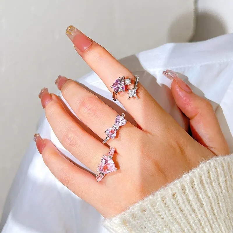8Pcs/Set Y2K Pink Crystal Heart Ring Vintage Shiny Zircon Opal Love Open Ring for Women K-pop Punk Girl Party Jewelry Gifts 11 Mallzona S105c9fc2e323408cb3244d508b85cb3ac 8Pcs/Set Y2K Pink Crystal Heart Ring Vintage Shiny Zircon Opal Love Open Ring for Women K-pop Punk Girl Party Jewelry Gifts Mallzona