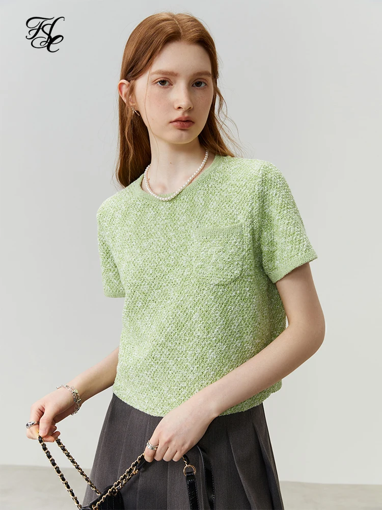 FSLE French Style Fragrant Short Top Women's 2023 New Round Neck Knit T-shirt Blue Pink Green Women Tops Casual Loose T-shirt
FSLE French Style Fragrant Short Top Women's 2023 New Round Neck Knit T-shirt Blue Pink Green Women Tops Casual Loose T-shirt