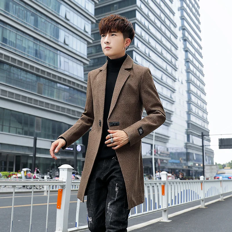New high-end solid color fashion and handsome Korean version of leisure in the long trench coat with all slim peacoat
New high-end solid color fashion and handsome Korean version of leisure in the long trench coat with all slim peacoat