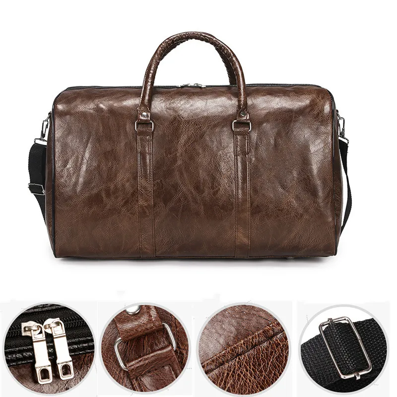 

Retro Leather Duffle Luggage Bag Large Capacity Business Travel Bag Shoulder Bag Women Men Gym Casual Luggage Handbag Holdall