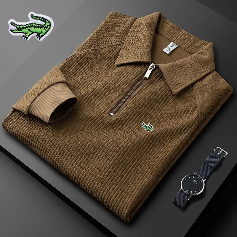 Men's High-end Zippered Striped Long Sleeved Polo Shirt Autumn and Winter New Casual Business Soft and Comfortable Top T-shirt
Men's High-end Zippered Striped Long Sleeved Polo Shirt Autumn and Winter New Casual Business Soft and Comfortable Top T-shirt