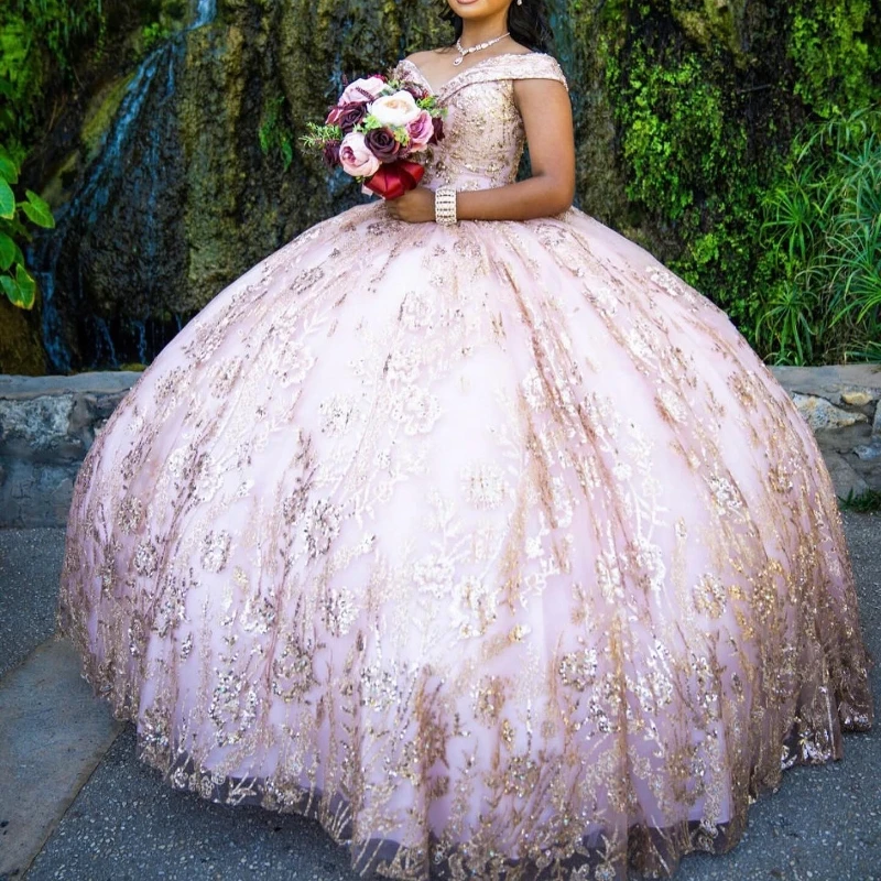Pink Shiny Ball Gown Quinceanera Dress 2024 Appliques Lace Tull Beads Off Shoulder Sweet 15 16 Years Vestidos De XV Anos
Pink Shiny Ball Gown Quinceanera Dress 2024 Appliques Lace Tull Beads Off Shoulder Sweet 15 16 Years Vestidos De XV Anos
