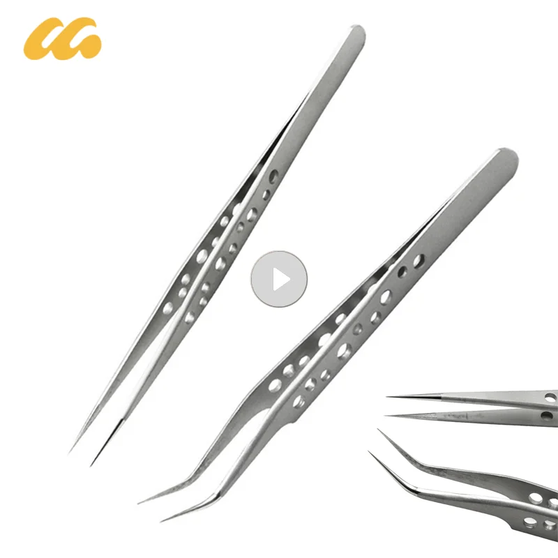 

1PCS Electronic Industrial Anti-static Stainless Steel Tweezer Precision Curved Straight Tweezers Phone Repair Hand Tool Sets