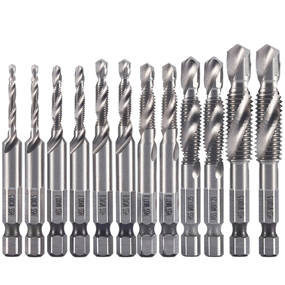 12pcs Metric Tap Composite Tap Titanium Plated Hex Shank HSS Screw Thread Metric Tap Drill Compound Tap Hand Drill Tool M3-M10
12pcs Metric Tap Composite Tap Titanium Plated Hex Shank HSS Screw Thread Metric Tap Drill Compound Tap Hand Drill Tool M3-M10