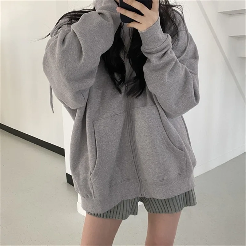 Autumn Korean Style Women Harajuku Zip Up Hoodie Vintage Long Sleeve Solid Color Loose Hoodies Pocket Drawstring Sweatshirt
Autumn Korean Style Women Harajuku Zip Up Hoodie Vintage Long Sleeve Solid Color Loose Hoodies Pocket Drawstring Sweatshirt