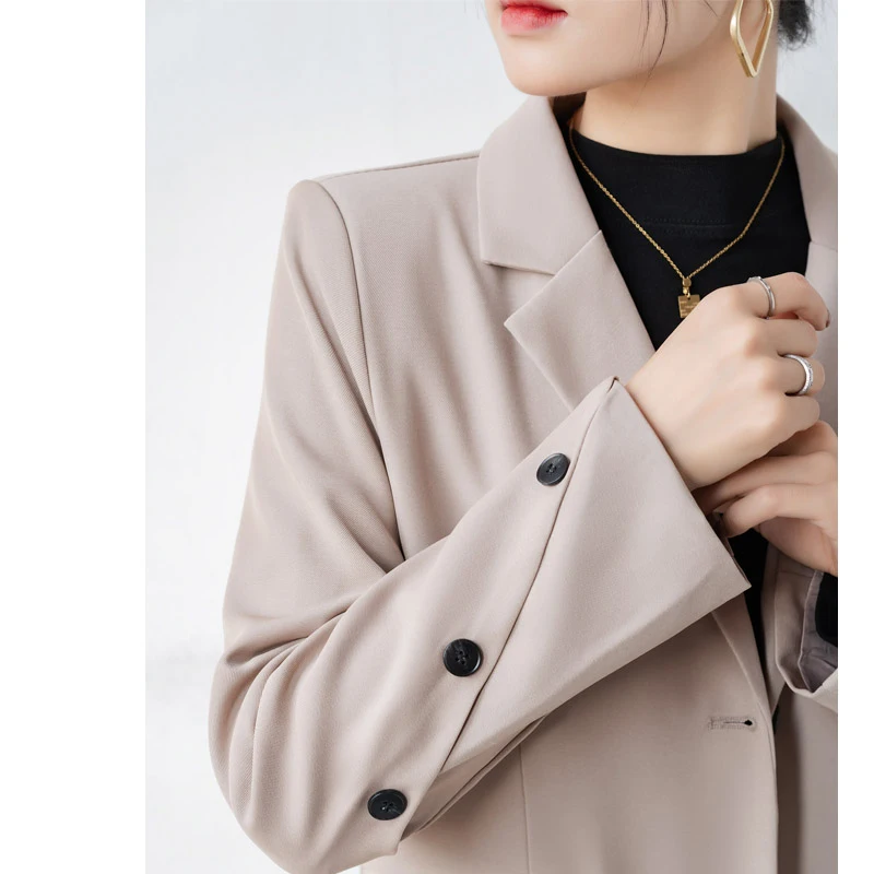 

QOERLIN Khaki Suit Jacket Women Elegant Office Ladies Autumn Winter Korean Fashion Loose Casual Notched Collar Suits Coat Office