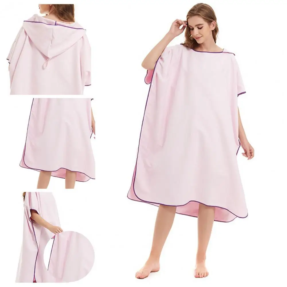 

Adults Shower Bathrobe Quick Drying Microfiber Hooded Bath Towel Soft Absorbent Beach Shower Robe for Adults Ideal for Surfing