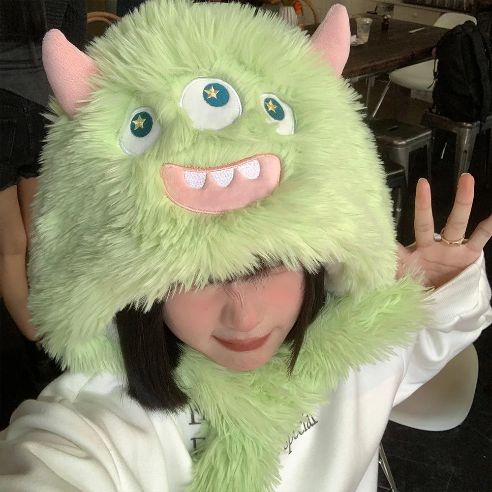Cute and Funny Plush Monster Trapper Hat Female Winter Warm Thick Cold Fluffy Earflap Cap Cartoon Ugly Cute Earmuffs Bomber Hat 
Cute and Funny Plush Monster Trapper Hat Female Winter Warm Thick Cold Fluffy Earflap Cap Cartoon Ugly Cute Earmuffs Bomber Hat