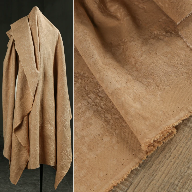 

Fabric Width 140cmx50cm Camel Dark Flower Texture Cotton Linen Washed Vintage DIY Trench Coat Suit Skirt Spring Summer Clothing