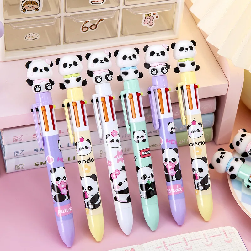 

24 pcs/lot Kawaii Panda 6 Colors Ballpoint Pen Cute Press Ball Pens School Office writing Supplies Stationery Gift