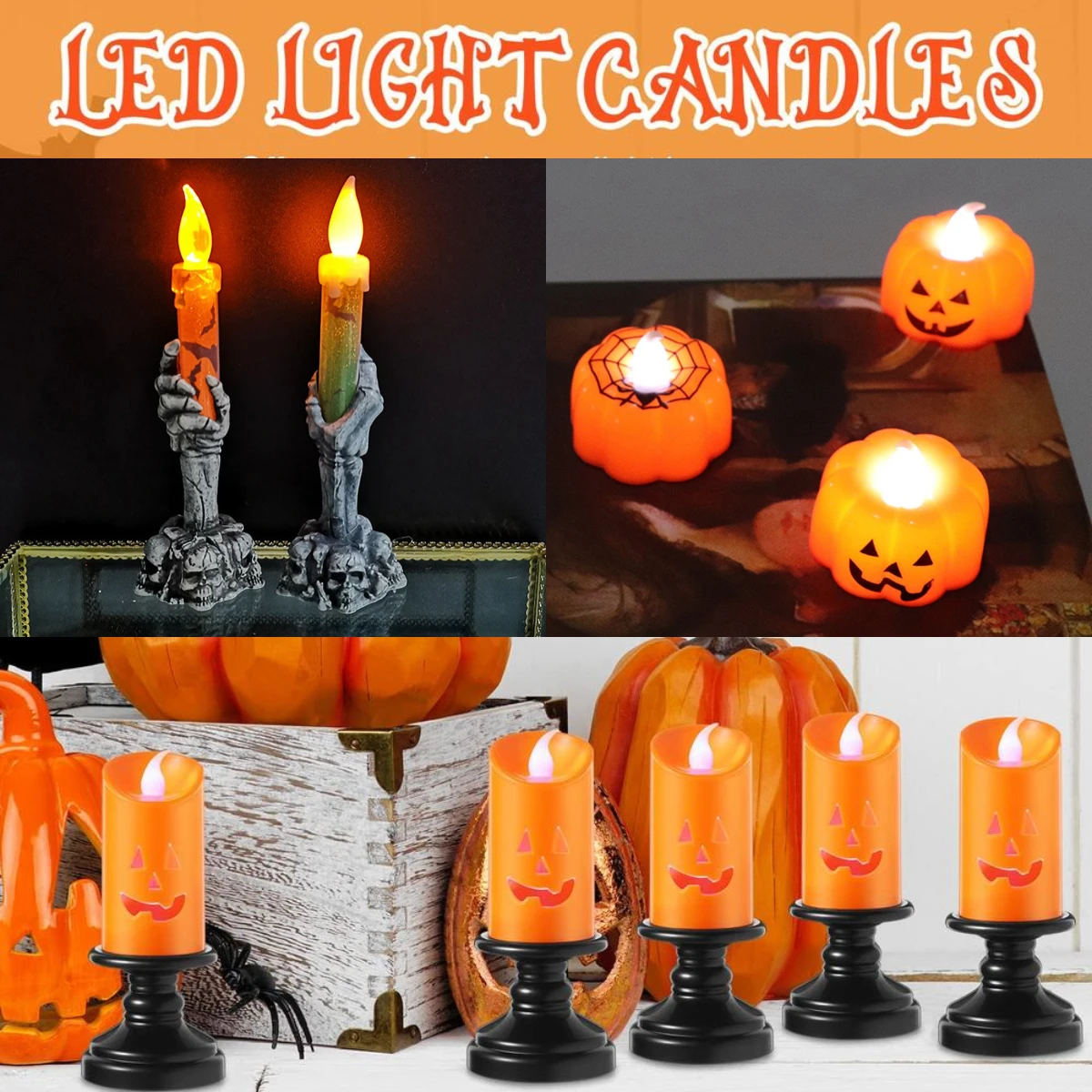 Horror Skull Ghost Hand LED Candle Lights Halloween Decoration Lights Flameless Battery Powered Home Party Ornaments
Horror Skull Ghost Hand LED Candle Lights Halloween Decoration Lights Flameless Battery Powered Home Party Ornaments