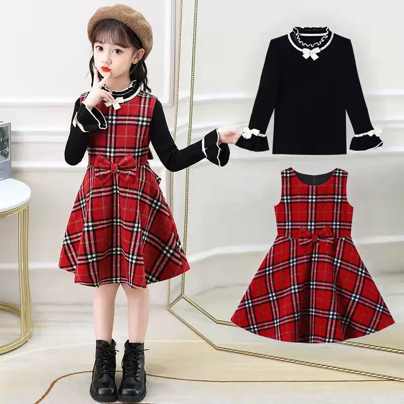 Girls Dress Spring And Autumn New Solid Color Sweater Plaid Skirt Suit Middle-aged Children's Fashion Princess Skirt
Girls Dress Spring And Autumn New Solid Color Sweater Plaid Skirt Suit Middle-aged Children's Fashion Princess Skirt