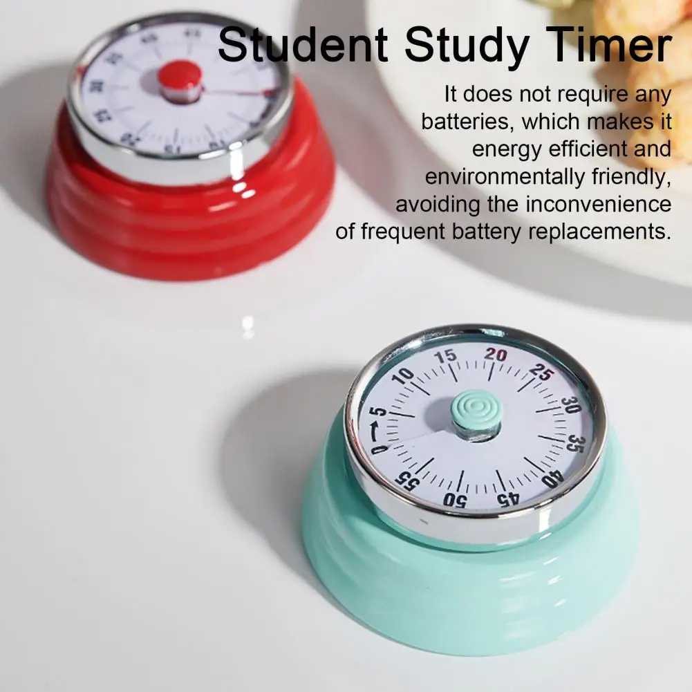 

Loud Alarm Timer No Battery Timer Efficient Kitchen Study Companion Magnetic 60-minute Mechanical Timer with Visual Countdown No