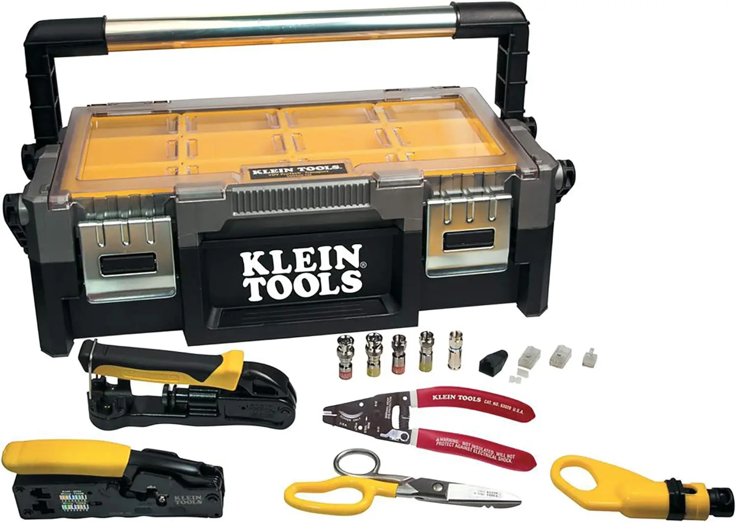 Klein Tools VDV001-833 VDV ProTech Kit with Transport Case, Cable Stripper, Crimper, Compression Connecters, Cable Cutter, Data
Klein Tools VDV001-833 VDV ProTech Kit with Transport Case, Cable Stripper, Crimper, Compression Connecters, Cable Cutter, Data