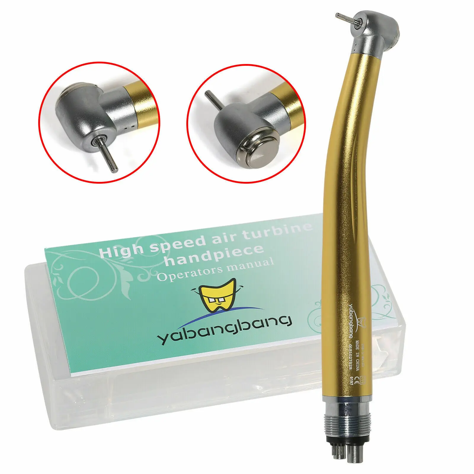 

NSK PANA MAX Style Dental High Speed Handpiece Standard Head Air Turbine Push Button 2/4Holes Gold Color