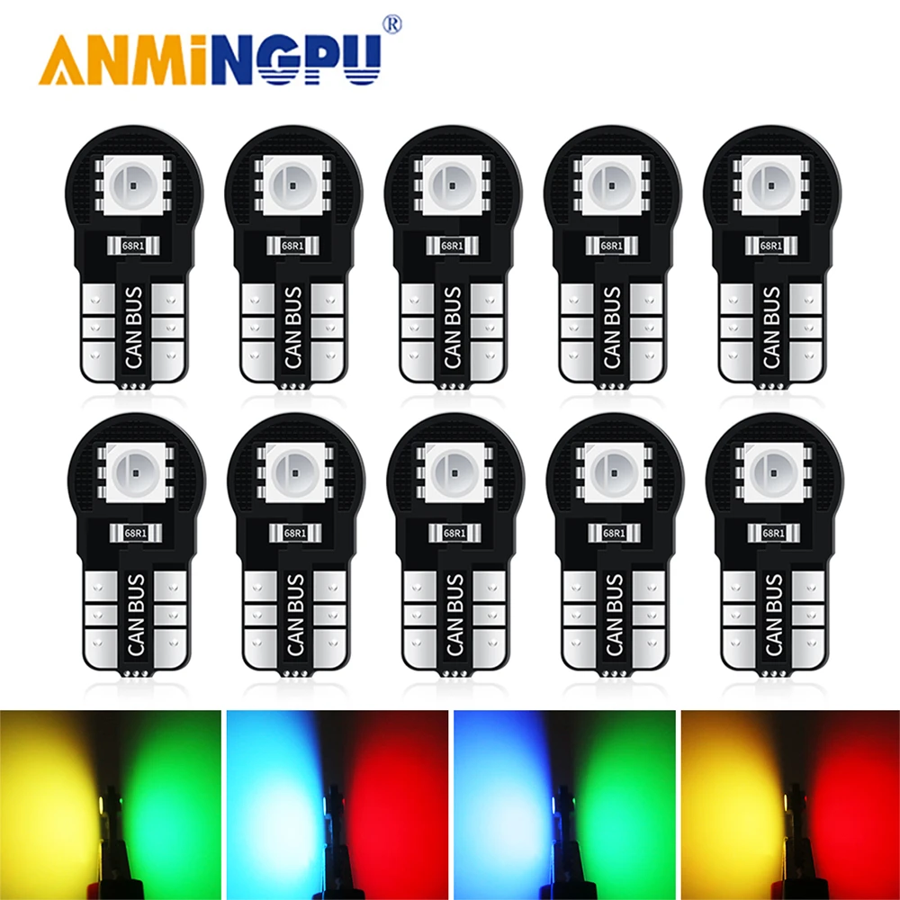 

ANMINGPU 2/6/10PCS T10 W5W Car LED Bulbs Canbus 194 168 LED Car Interior Map Dome Lights Parking License Plate Signal Light 12V