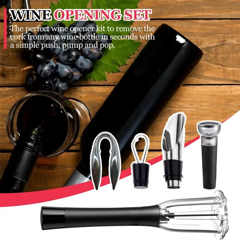 

Wine Bottle Opener With Pump Design Reusable Cork Stopper Corkscrew Opener Kit Wine Opener Accessories durable Kitchen Gadgets
