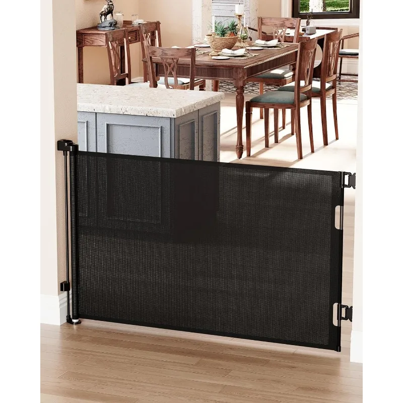 

Baby Gate Retractable Gates for Stairs, Mesh Dog Gate for The House, Wide Pet Gate 33" Tall, Extends to 55" Wide, Long Child