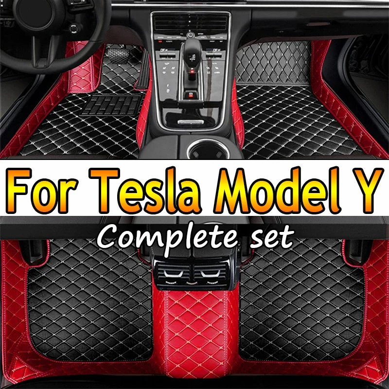 

Car Floor Mats For Tesla Model Y 7 Seat 2020 2021 2022 2023 Leather Mat Auto Interior Parts Floor Pad Rug Carpet Car Accessories