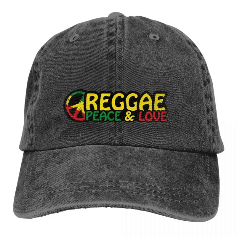 

Reggae Music And Love With Peace Symbol Baseball Peaked Cap Rasta Flag Lion Sun Shade Hats For Men Women Washed CowboyBaseballes