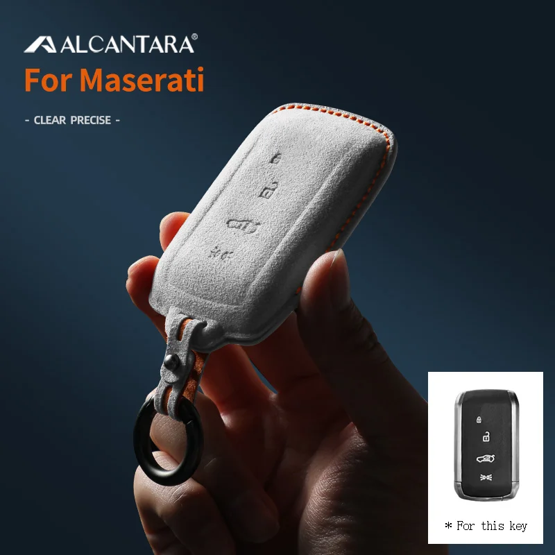 

Car Key Case Cover Holder Key Shell Buckle Alcantara For Maserati 2023 Grecale Levante GT 4 buttons Keychain Accessories