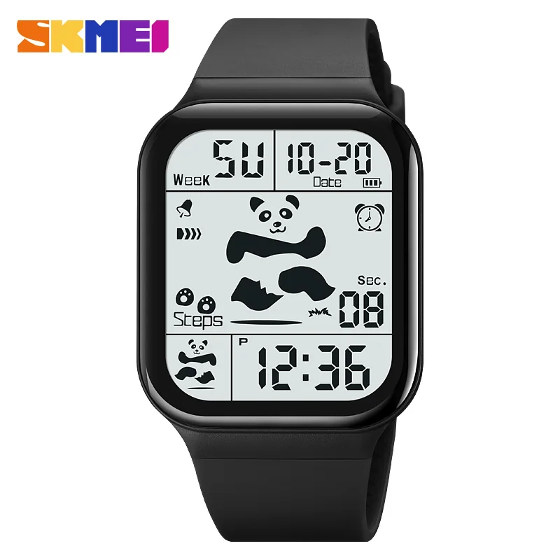 

SKMEI LED Light Display Digital Watches Panda Pattern Dial Women Casual Stopwatch Ladys Wristwatch Shockproof relogio masculino