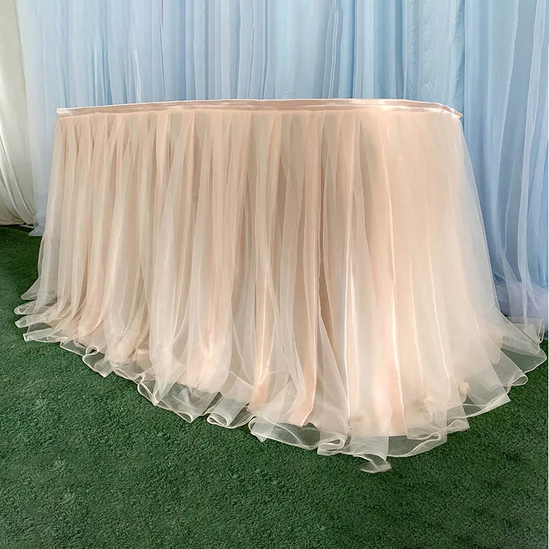 

75X300CM Double Layers Table Skirts Tulle Table Cloth Tutu Wedding Decoration Kids Birthday Party Baby Shower Home Decor