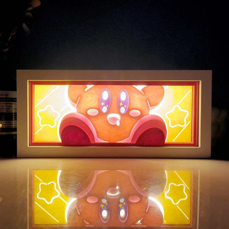 

Ночник Sanrio Kirby в стиле аниме, модное украшение для детской комнаты, лазерная резьба по бумаге, 3D лампа-тень, дизайн, подарок, декор для комнаты
