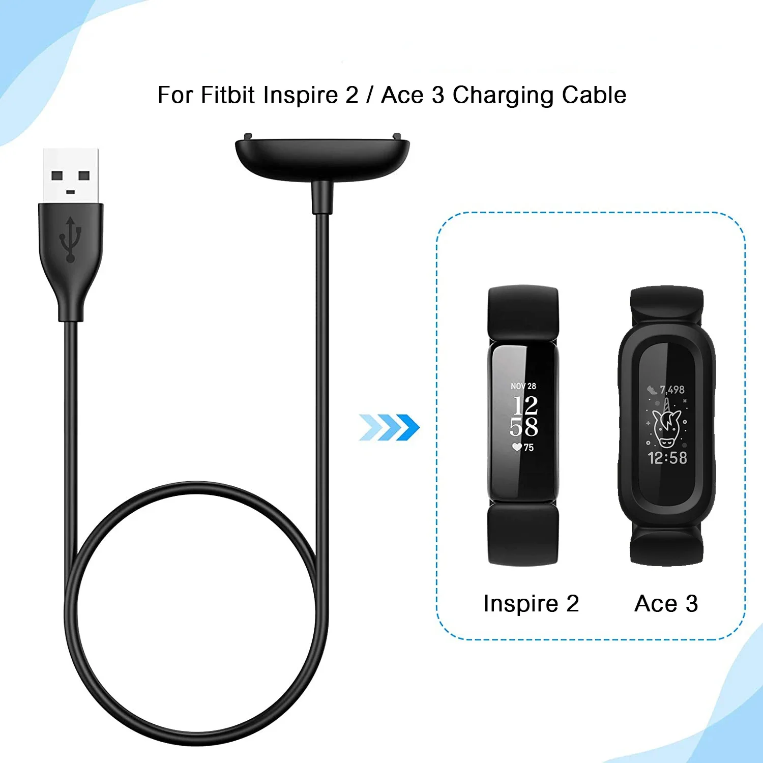 

USB-кабель для зарядки Fitbit Inspire HR Inspire 2 Inspire 3, шнур для зарядки умных часов, Магнитный адаптер питания для телефона 2 3