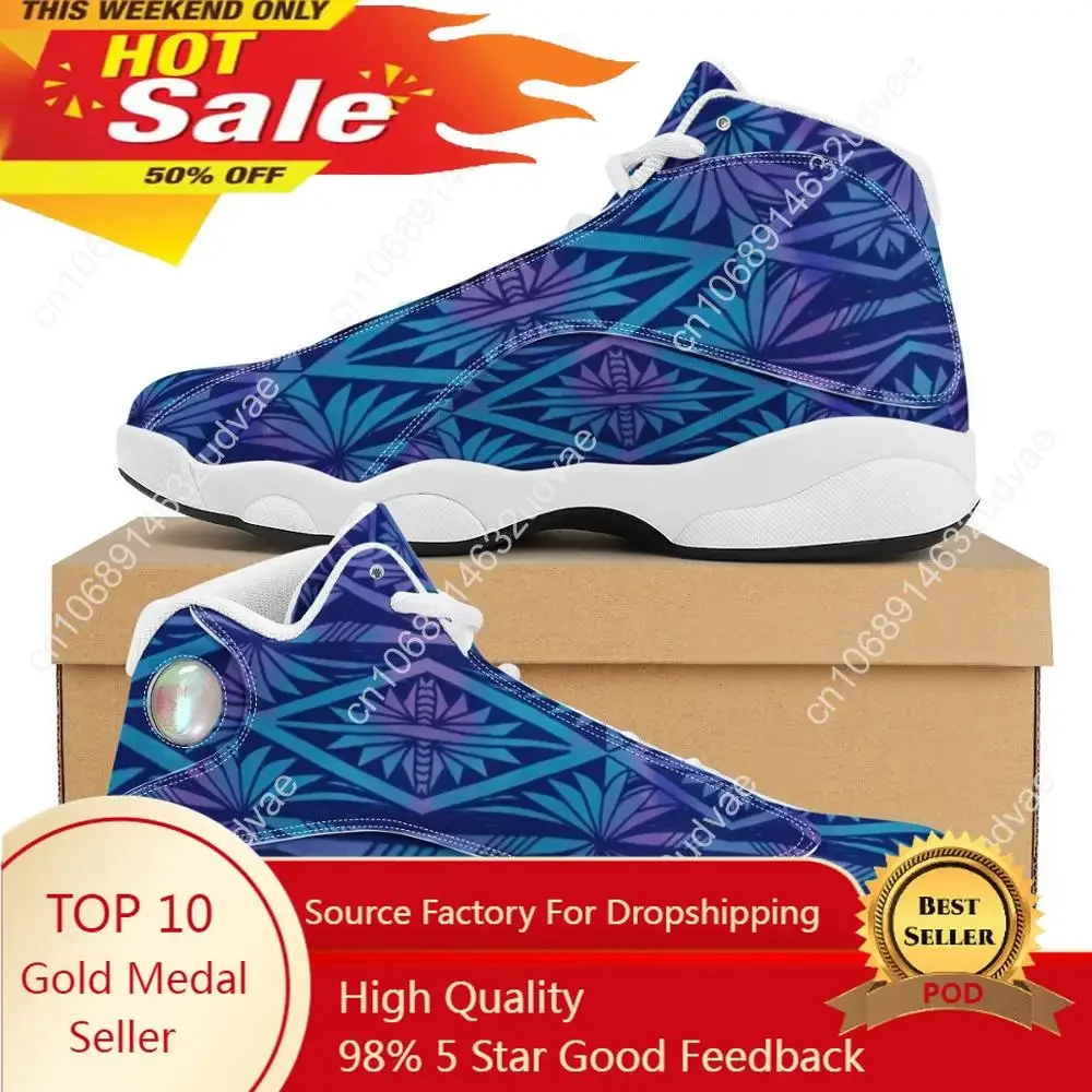 

Brand New Blue Polynesian Samoa Tribal Tonga Style Running Shoes Custom Ball Sports Team Logo Men's Basketball Sports Shoes