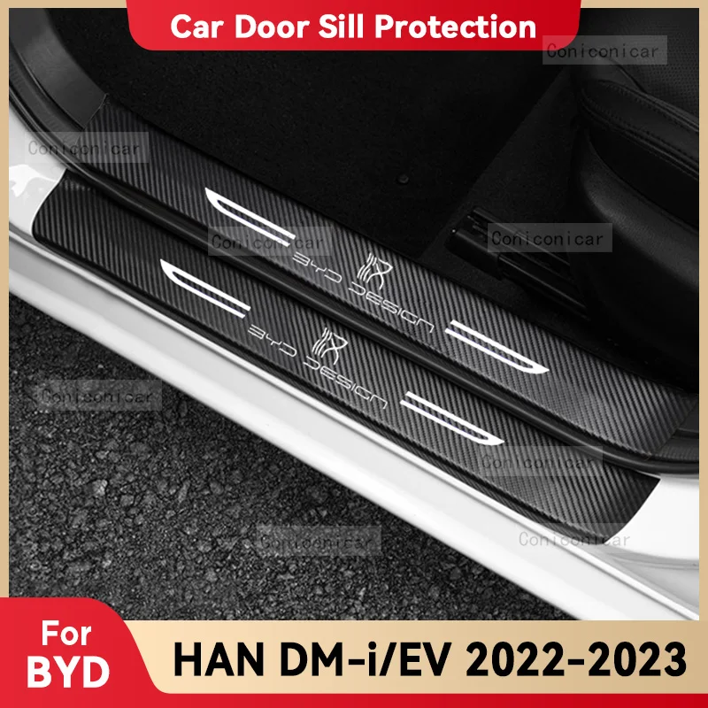 

Автомобильная задняя панель из углеродного волокна для BYD HAN DM-i EV 2022 2023 пороговой педаль против царапин аксессуары для украшения интерьера