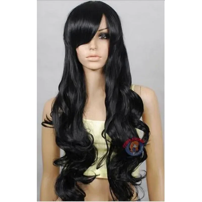 

Peruvian pad Ruler 33 inch Hi_Temp Series Bla Curly wavy Long Cosplay DNA Wigs Kanekalon Fiber Hair wigs