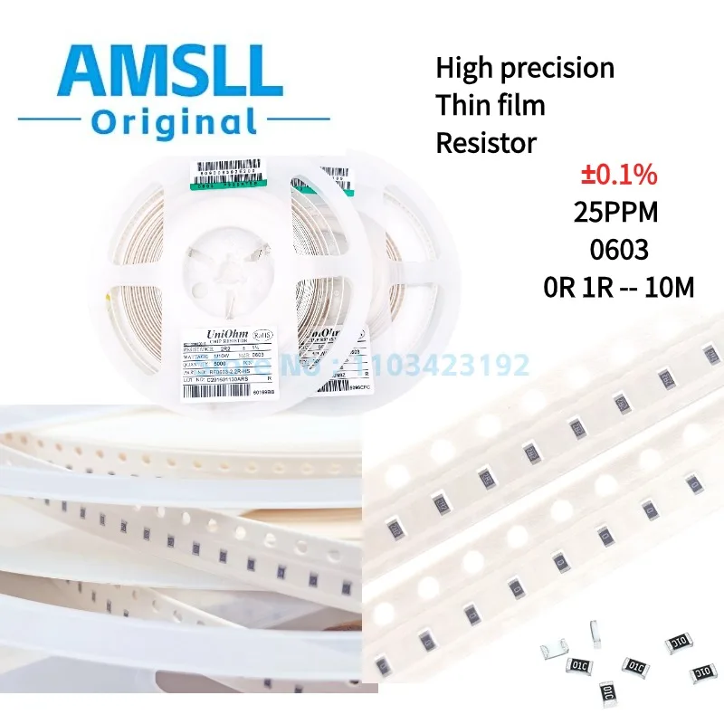 

100pcs 0603 (1608)1.6x0.8mm High precision Thin film Resistor 23.7R 24R 24.3R 24.9R 25.5R 26.1R 26.7R 27R 27.4R 28R 28.7R Ω 0.1%