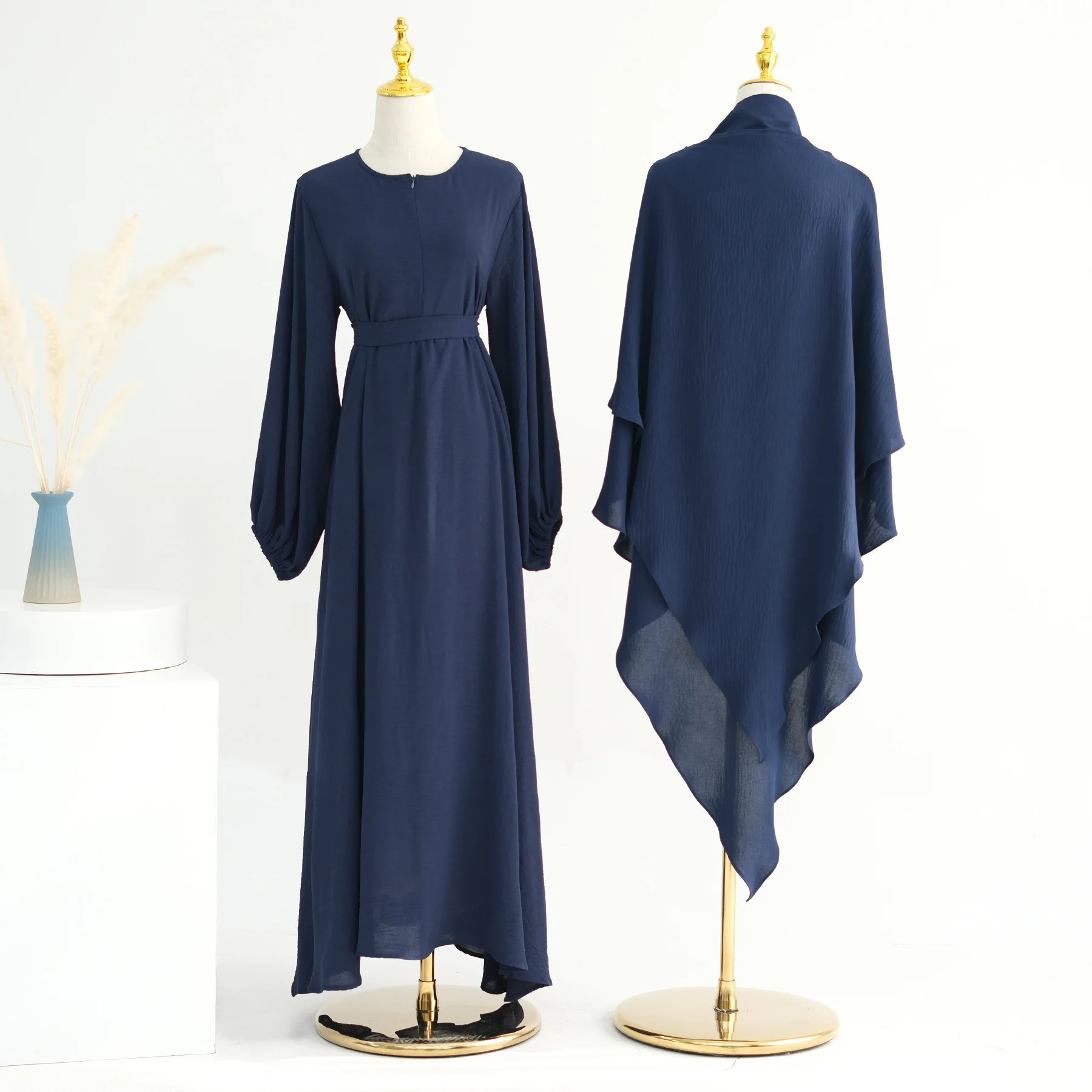 

2 Pieces Modest Abaya Women Muslim Ramadan Eid Hijab Prayer Long Dress Turkey Kaftan Islam Robe Dubai Khimar Clothes Sets Caftan