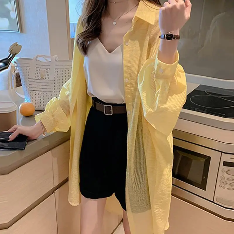 Cardigan Shirt Women Tops Korean Long Sleeve Cardigan Summer Tops Polo Neck Thin Sunscreen Shirt Sweater Blusas 2024 R20
Cardigan Shirt Women Tops Korean Long Sleeve Cardigan Summer Tops Polo Neck Thin Sunscreen Shirt Sweater Blusas 2024 R20