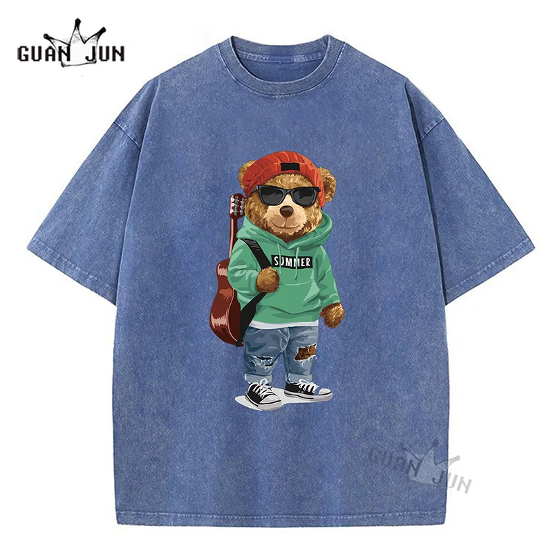 Summer Streetwear Guitar Boy Bear T Shirt for Men Women 100% Pure Cotton Short Sleeve T-shirts Oversized T Shirt Mens Clothing
Summer Streetwear Guitar Boy Bear T Shirt for Men Women 100% Pure Cotton Short Sleeve T-shirts Oversized T Shirt Mens Clothing