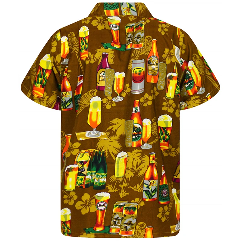

Мужская рубашка, пляжная одежда, футболки, верх, Женская гавайская рубашка в винтажном стиле с 3d принтом пива, короткая рубашка y2k с короткими рукавами