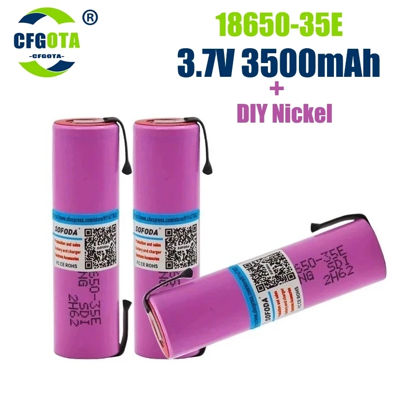 18650 3500 mAh 13Adischarge INR18650 35E INR18650-35E 18650 li-ion 3.7 battery rechargeable battery + DIY nicke
18650 3500 mAh 13Adischarge INR18650 35E INR18650-35E 18650 li-ion 3.7 battery rechargeable battery + DIY nicke