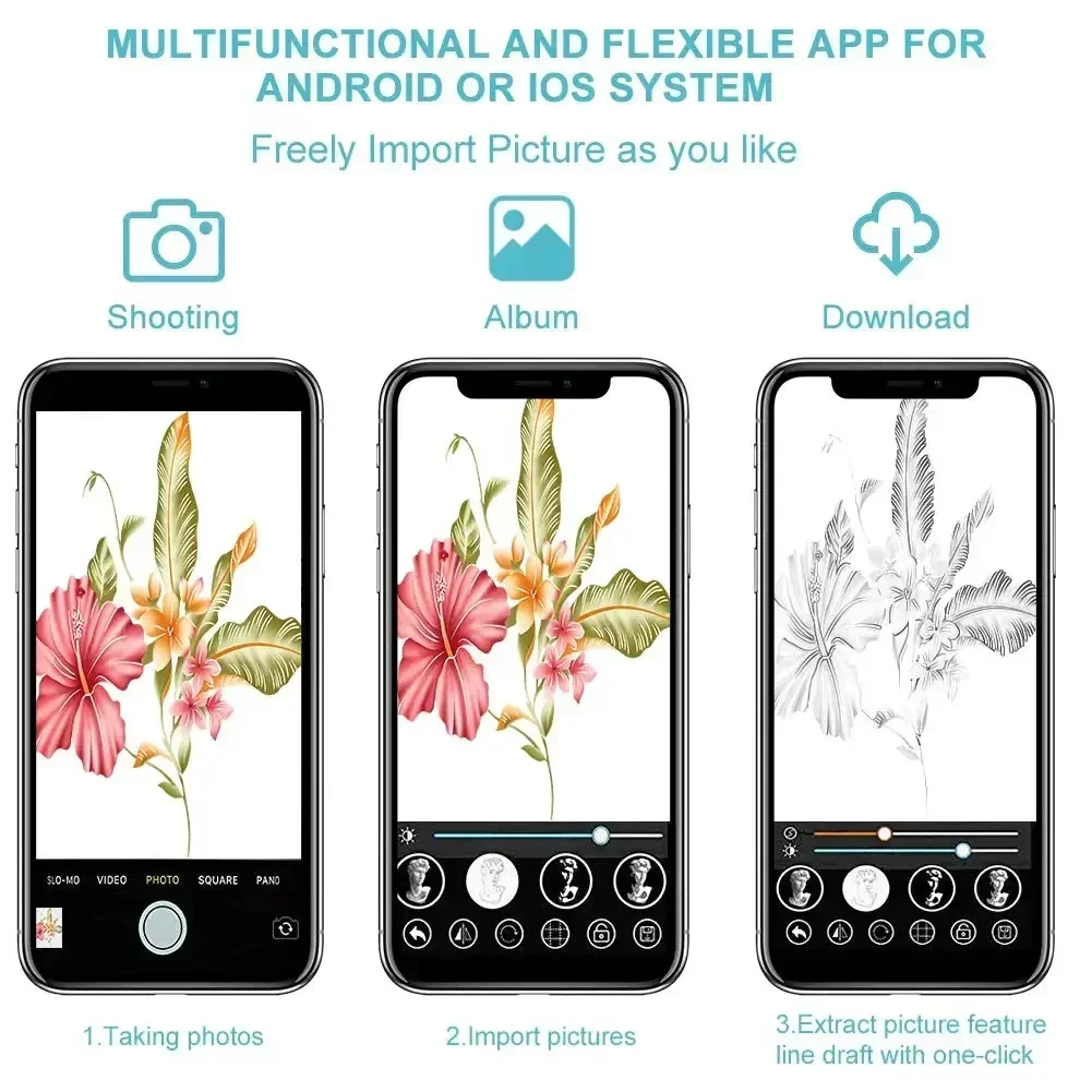 Planche à dessin de projection de dessin, outils d'apprentissage de la peinture, croquis de table, planche à dessin optique, téléphone portable universel 4