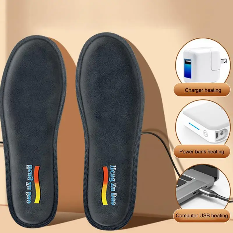 

USB Heated Shoe Insoles Feet Warm Sock Pad Mat Electrically Heating Insoles Washable Warm Thermal Winter Insole Unisex 35-46