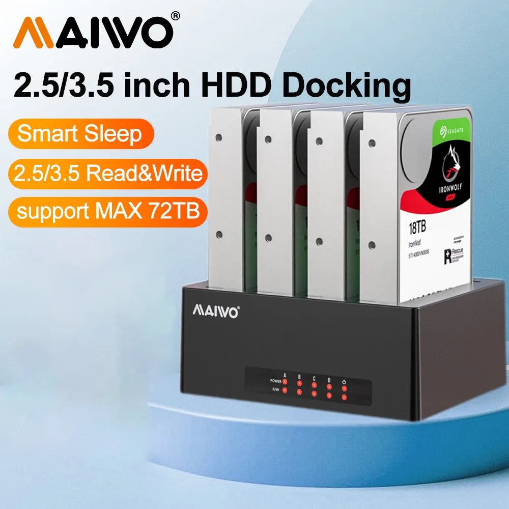 

MAIWO HDD Docking Station 4 Bay SATA To USB 3.0 Adapter for 2.5/3.5 Inch SSD Disk Case HDD Box Dock Hard SATA Drive Enclosure