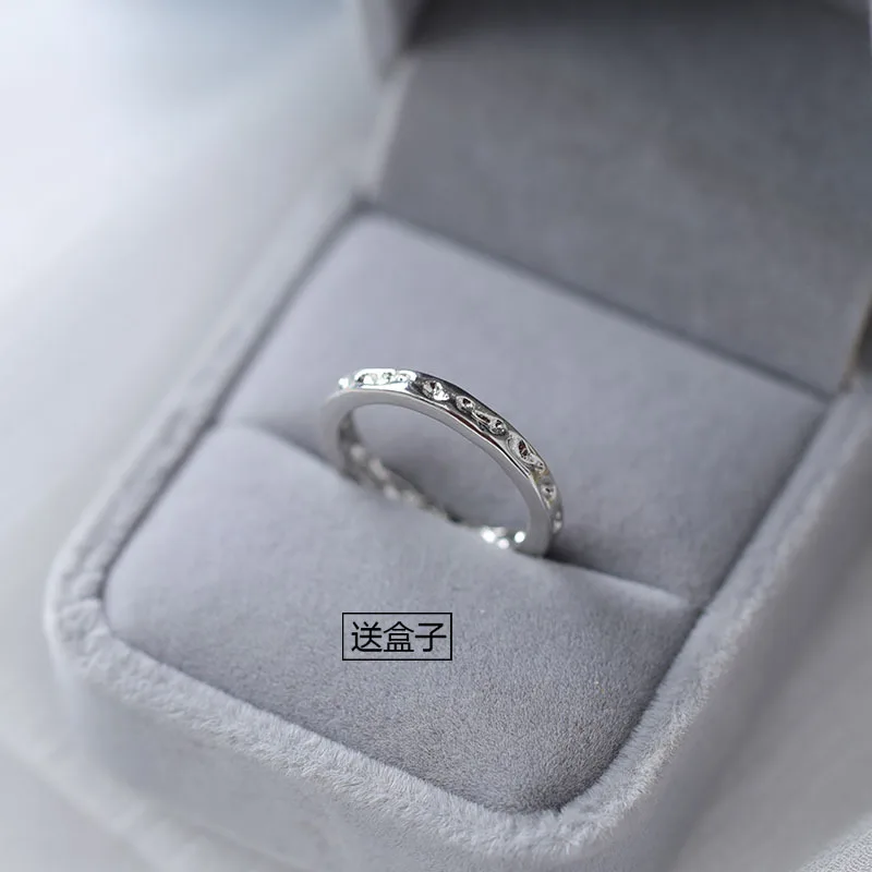 

925 Sterling Silver Japanese and Korean Style Simple Concave-Convex Texture with Adjustable Opening Index Finger Ring Femal