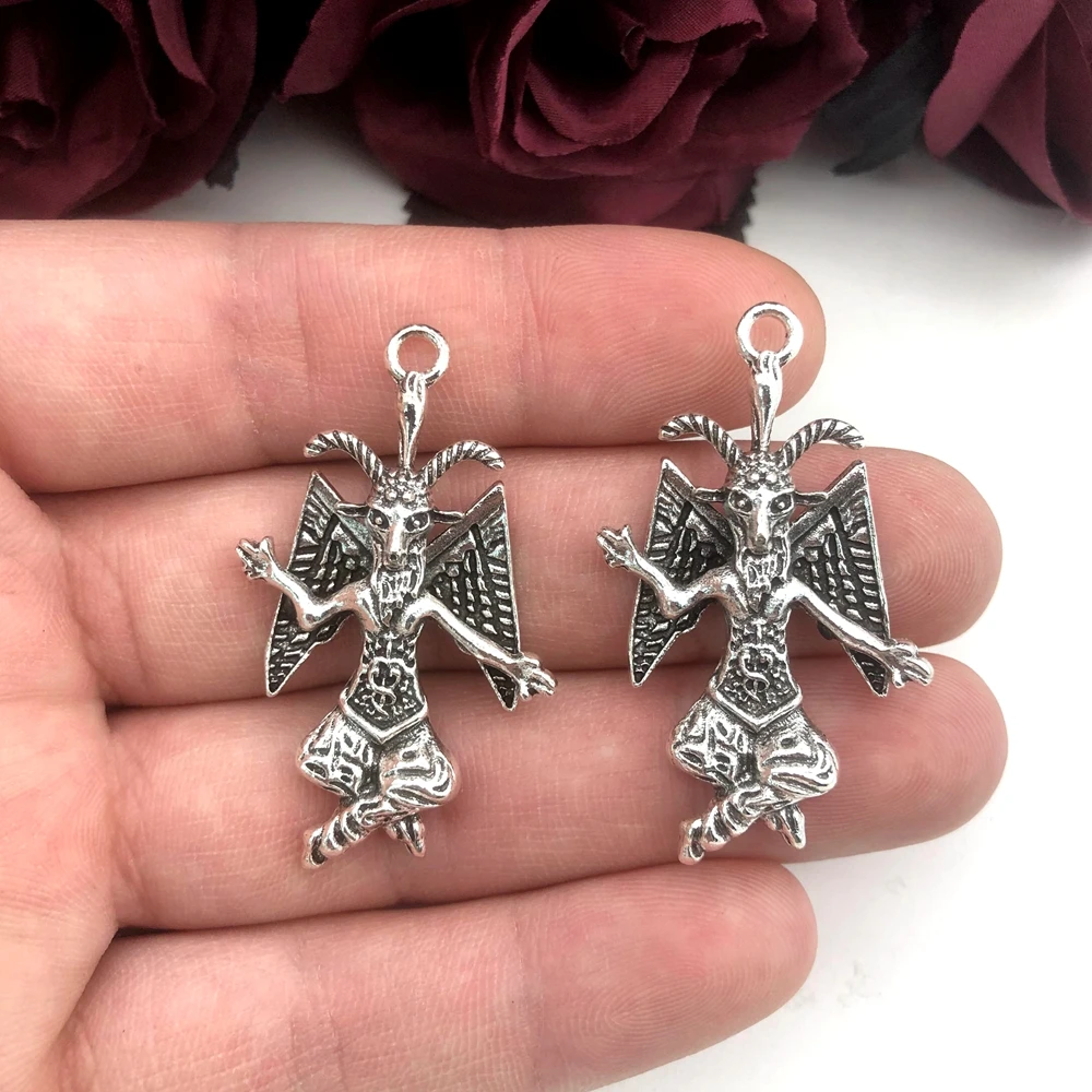 2pcs Gothic Baphomet Satanic Goat Lucifer Sigil Pendant DIY Necklace Key Chain Earrings Handmade Jewelry Accessories
2pcs Gothic Baphomet Satanic Goat Lucifer Sigil Pendant DIY Necklace Key Chain Earrings Handmade Jewelry Accessories